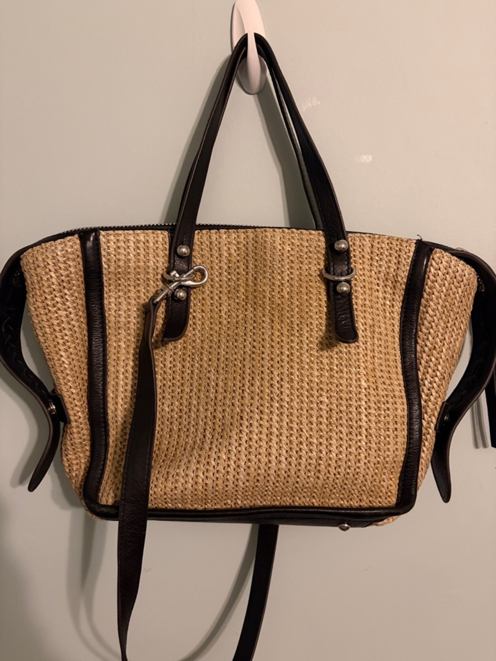 Aimee Kestenberg raffia and black leather medium tote - Picture 3 of 5